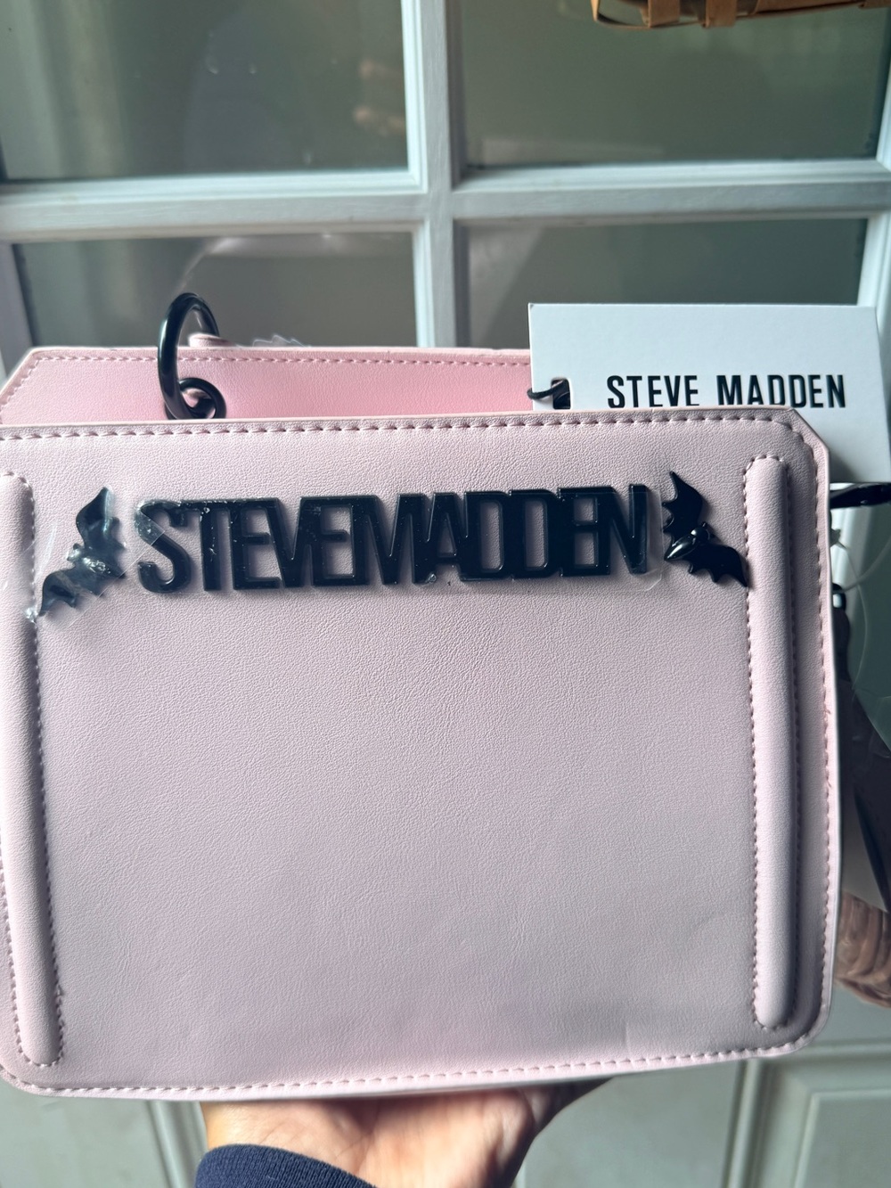 Steve Madden Bevelyn Halloween Pink Bat Crossbody Bag Heart Charm Satchel Purse
